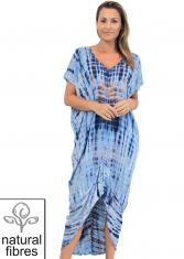 Sundrenched Frilled Toga Dress - Navy